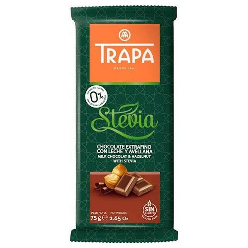 Trapa Stevia Leche Avellana - Milchschokolade mit Haselnüssen und Stevia 75g