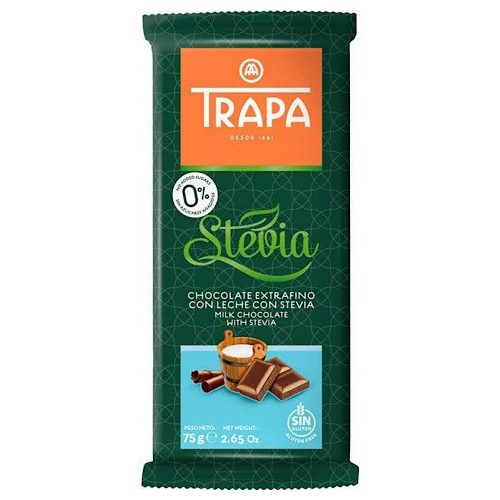 Trapa Stevia Leche -  Vollmilchschokolade mit Stevia 75g
