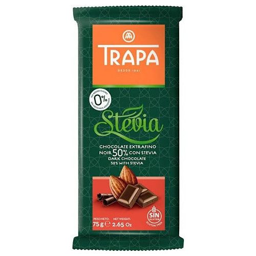 Trapa Stevia Zartbitterschokolade mit 50% Kakao, 75 g