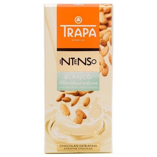 Trapa Intenso Blanco Almendra 175g - Weiße Schokolade mit ganzen Mandeln
