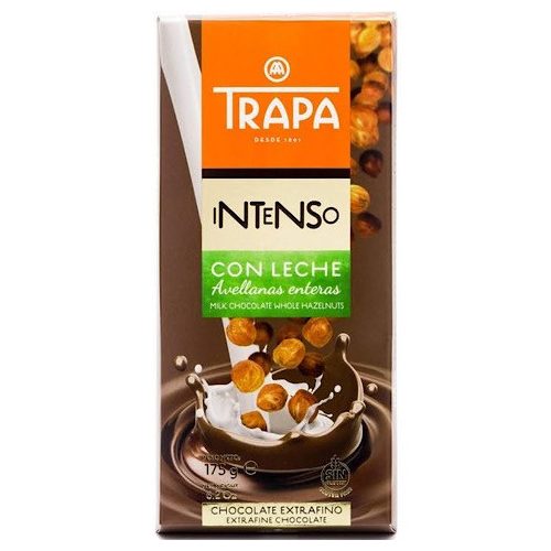 Trapa Intenso Leche Avellana 175g - Milchschokolade mit ganzen Haselnüssen 