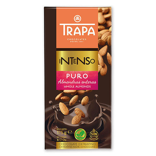 Trapa Intenso Noir 55% Almendra 175g - Dunkle Schokolade mit 55% Kakaogehalt und Mandeln
