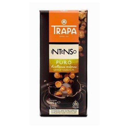 Trapa Intenso Noir 55% Avellana 175g - Dunkle Schokolade mit 55% Kakaogehalt und ganzen Haselnüssen
