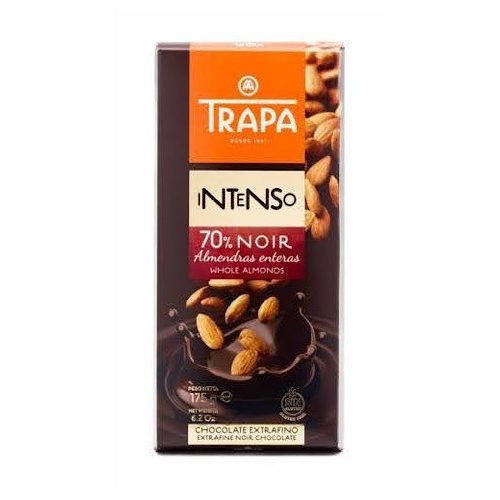 Trapa Intenso Noir 70% Almendra 175g - Dunkle Schokolade mit 70% Kakaogehalt und Mandeln