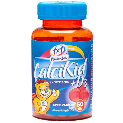 1x1 Vitamin CalciKid + Calcium D3 und Vitamin D3 mit Erdbeer- und Vanillegeschmack Gummivitamin mit Süßungsmittel 60 x