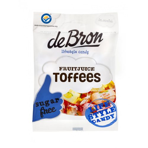 DeBron zuckerfreie Fruchtschmelzbonbons "Fruitjuice Toffee" 90 g