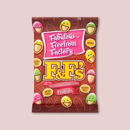 Fabulous Freefrom Factory Milchfreie F&F's "mit Milchschokolade überzogene Erdnüsse" 55 g