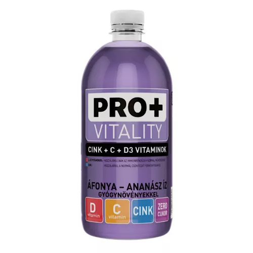 Pro+ Vitality, Heidelbeer-Ananas-Geschmack Getränk mit Zink, Vitamin C und D, 750 ml
