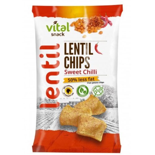 VitalSnack Lencse chips édes csili ízű, 65 g