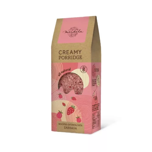 Mendula Creamy Porridge, Fruchtiger Haferbrei mit Erdbeeren und Himbeeren, 400 g