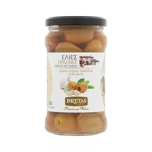 BRETAS Olajbogyó - zöld, fokhagymával töltött  300 g