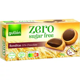   Gullón Ronditas, Étcsokoládéval töltött cukormentes keksz édesítőszerrel, 186 g